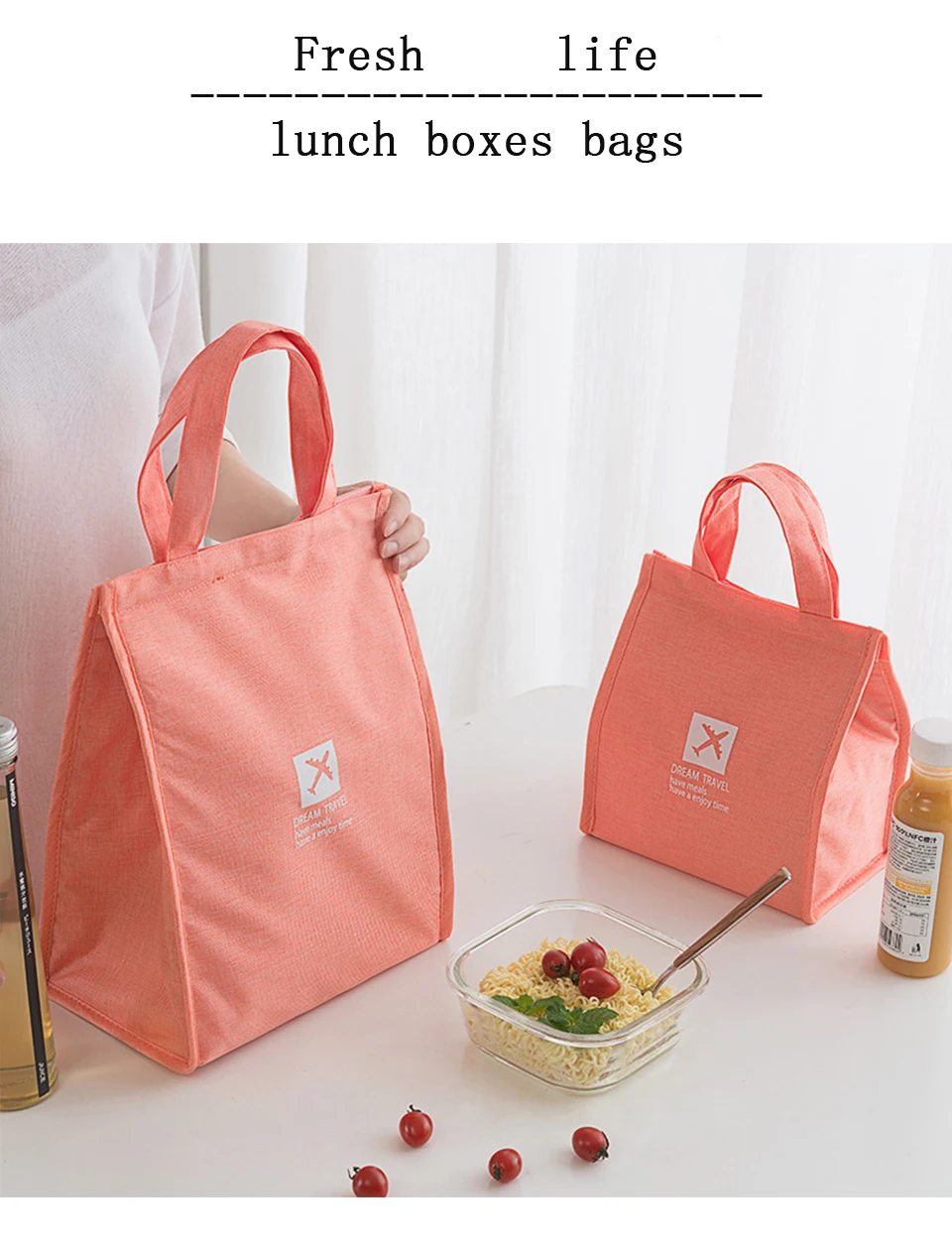 Portable Insulated Canvas lunch Bag Thermal Food Picnic Lunch Bags for Women kids Men Cooler Lunch Box Bag