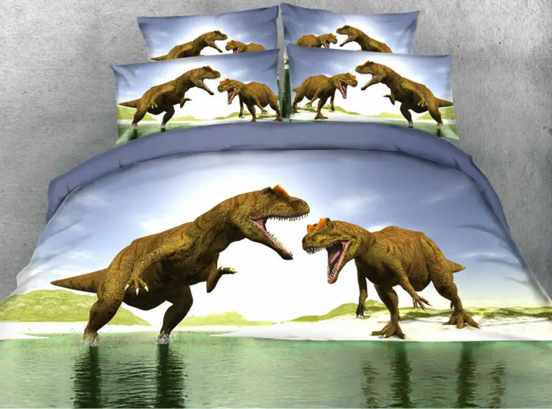 JF043 T REX dinosaur print kids single bed adult queen Super King size