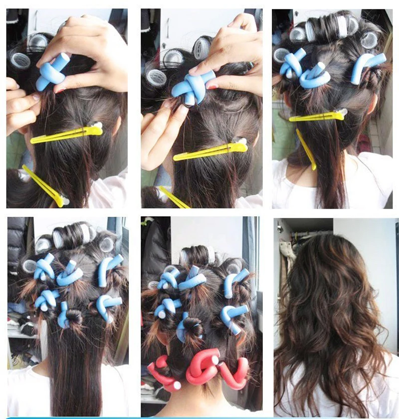 MOONBIFFY 42pcs/set 7 Styles Magic Hair Curler Rollers Spiral Foam Bendy hair curling flexi rods drop shipping MOONBIFFY 42pcs/set 7 Styles Magic Hair Curler Rollers Spiral Foam Bendy hair curling flexi rods drop shipping