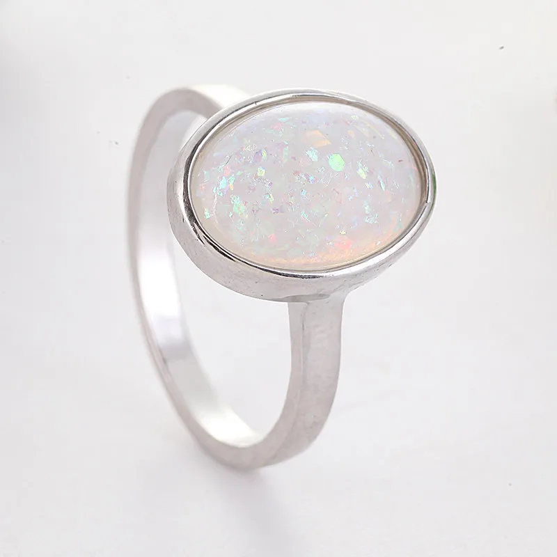 Элегантные овальные кольца с большим опалом на кончик пальца, кольца средней длины, модные ювелирные изделия, простые кольца с лунным камнем серебряного цвета для женщин Z5J397