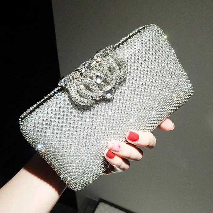 

Korean Version of Luxury Dazzling Shiny Evening Diamond-encrusted Women's Bag, Small and Convenient Clutch Bag