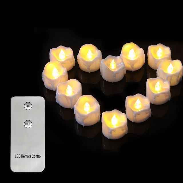 Pack of 6 or 12 Flameless birthday candles with remote,warm white