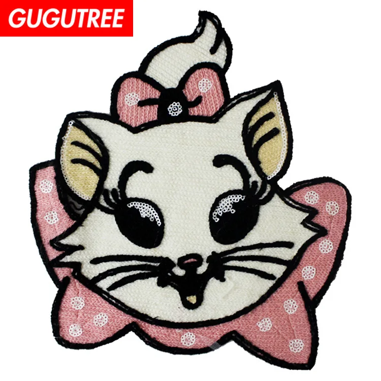 

GUGUTREE embroidery Sequins big cats patches animal cartoon patches badges applique patches for clothing XC-487