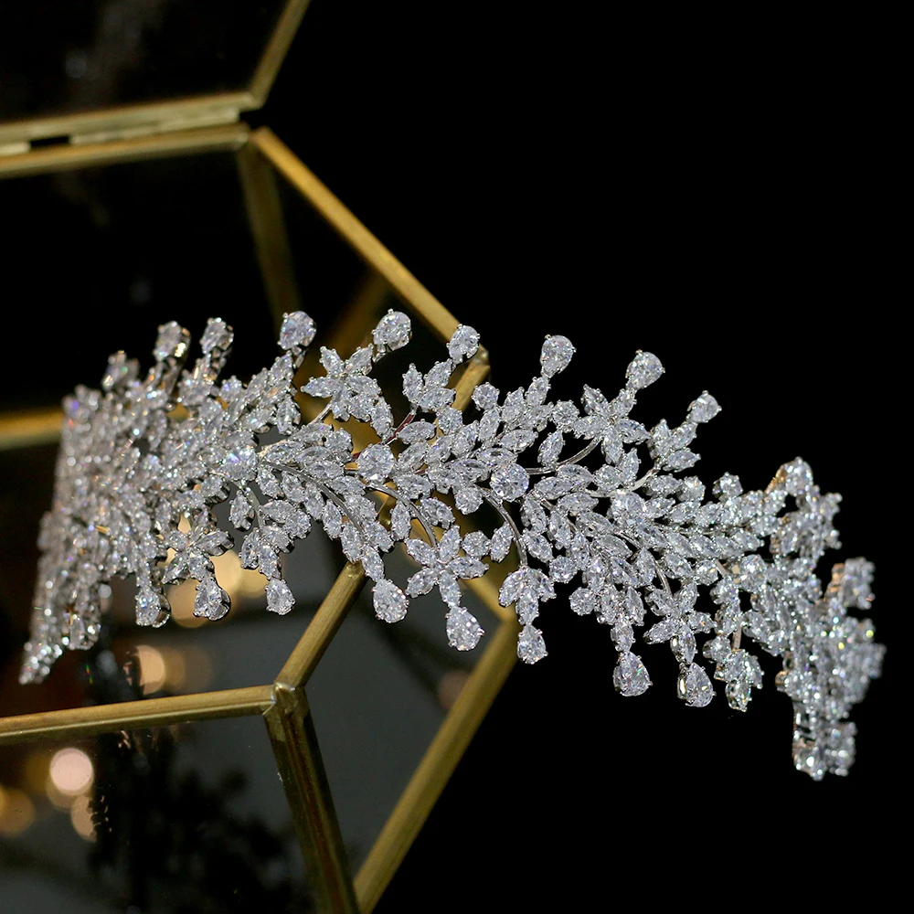 Luxury fashion wedding zircon ladies bridal hair tiara bridal crown princess crown accessories