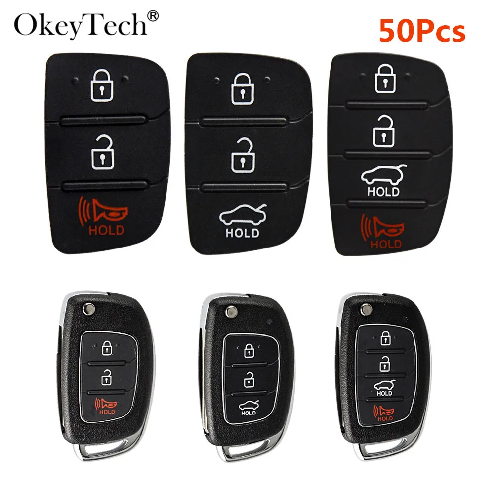 OkeyTech 3/4 кнопки 50 шт. замена флип автомобиль дистанционного ключа чехол для ключа Ремонт для Mistra hyundai HB20 SANTA FE IX35 IX45 ключ крышка