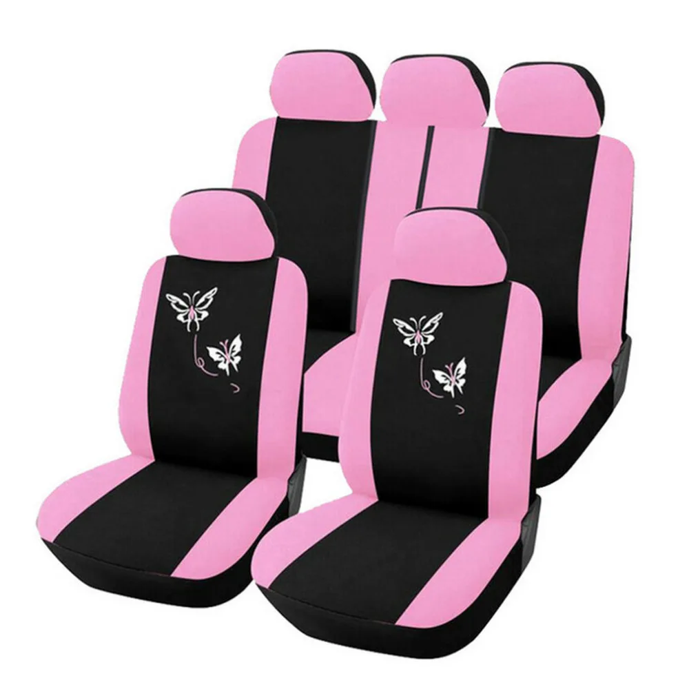 

1 Sets universal Butterfly Fashion Style Front Rear Universal Car Seat Covers Luxury Cute Pink car styling