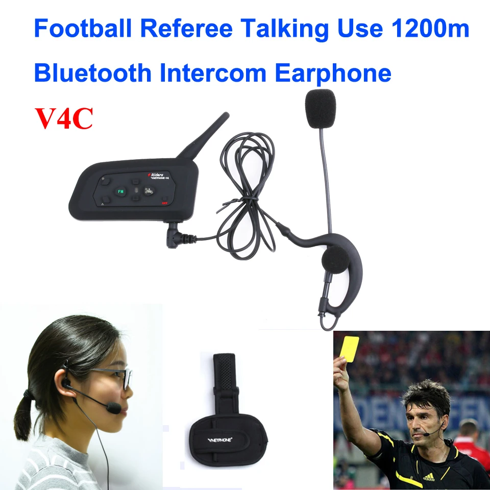 

Vnetphone 1200M 4 User To Speak At The Same Time Intercom Football Referee Headset Full Duplex Bluetooth Intercom V4C Interphone