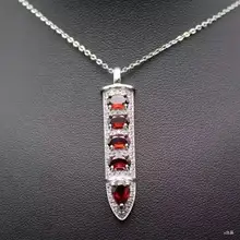 natural red garnet stone pendant S925 silver Natural gemstone Pendant Necklace trendy Luxury bullet Anchor women gril jewelry