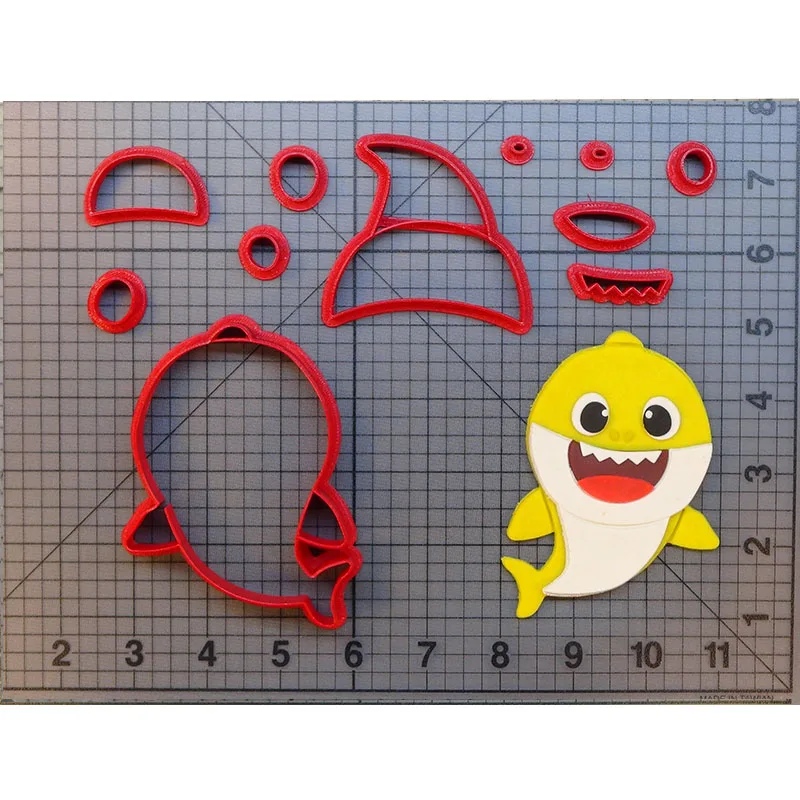 

Cute Baby Shark Cookie Cutter Set Fondant Cupcake Top Mould Made 3D Printed Cookie Cutter Set Kitchen Accessories Cake Molds
