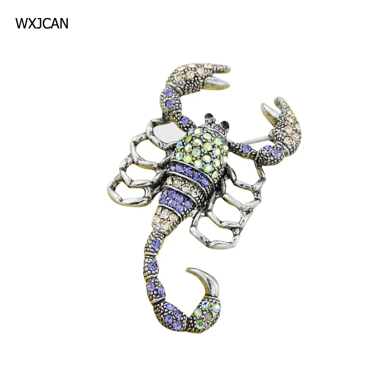 

WXJCAN new scorpion Tail can move of insect brooch Metal inlay much colorful rhinestone vintage brooches Size 55mm*27mm