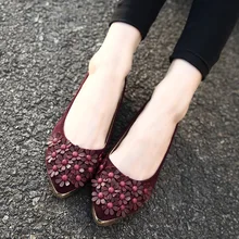 Осень, с цветочным рисунком; модные, весело тренд удобная обувь на плоской подошве обувь с заостренным носком большая обувь с закрытым носком; обувь с открытым носком, women's6. 15