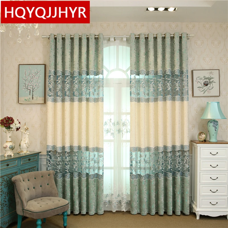 

European luxury splicing chenille high-end embroidery curtains for living room modern new Chinese cloth curtains for bedroom