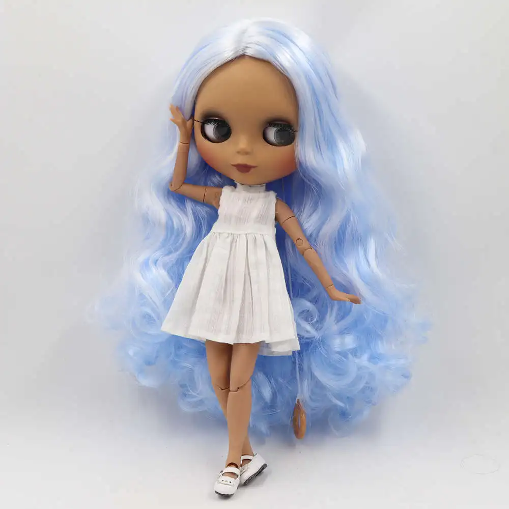 ICY Fortune Days factory blyth кукла темная кожа суставное тело новое матовое лицо фантазия белый смешанный синий вьющиеся волосы DIY sd Подарочная игрушка - Цвет: Серый