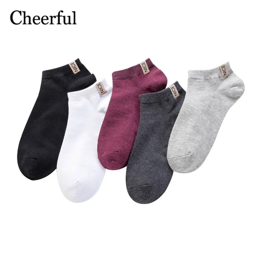 

2019 Summer New NICE Label Men's Boat Socks Cotton Solid Color Short Socks Colorful Fashion Non-slip Invisible Socks Popsocket