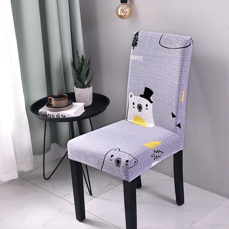 

Modern Floral Pattern Kitchen Seat Cover Stretch Elastic Seat Chair Covers Spandex Cloth Universal Home Dining Chair Covers