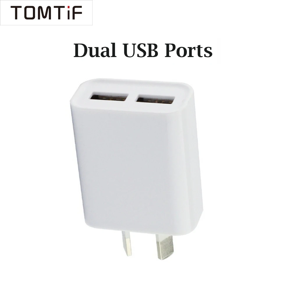 

TOMTIF AU Plug Dual Port 5V 2A USB Charger for Samsung iPhone LG Xiaomi Huawei Portable Moblie Phone Charger Quick Charge 2.0