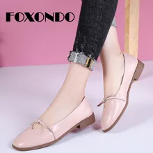 FOXONDO/ г.; новые модные весенние женские балетки на плоской подошве; обувь из натуральной кожи на каблуке; Лоферы без застежки; женская обувь на плоской подошве; женские лоферы