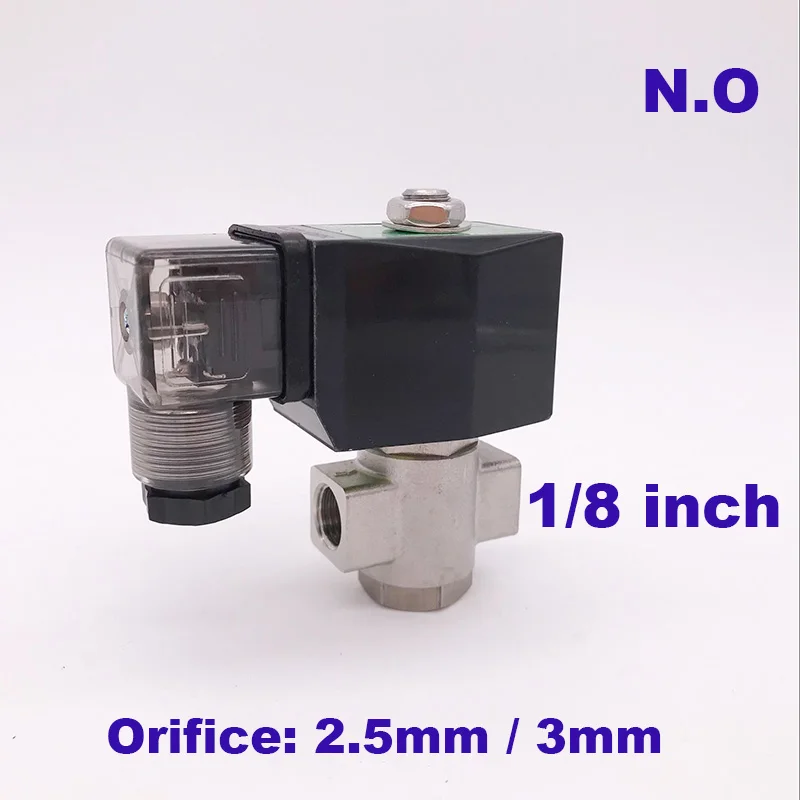 

2 way stainless steel water normally open solenoid valve ss 1/8" AC 220V Orifice 2.5mm zero-pressure start valve 0-16bar