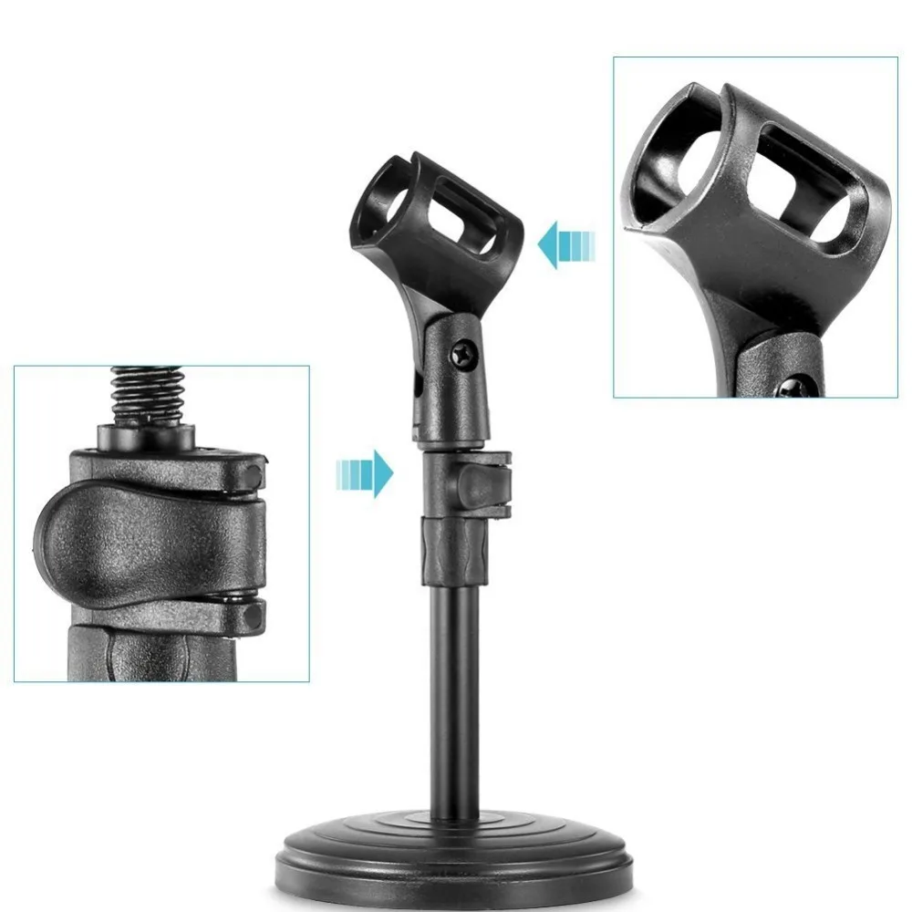 Neewer 2-Pack черные регулируемые по высоте(9,4"-12,2"/24 см-31 см) железные базовые настольные микрофонные стойки с держателем для микрофона