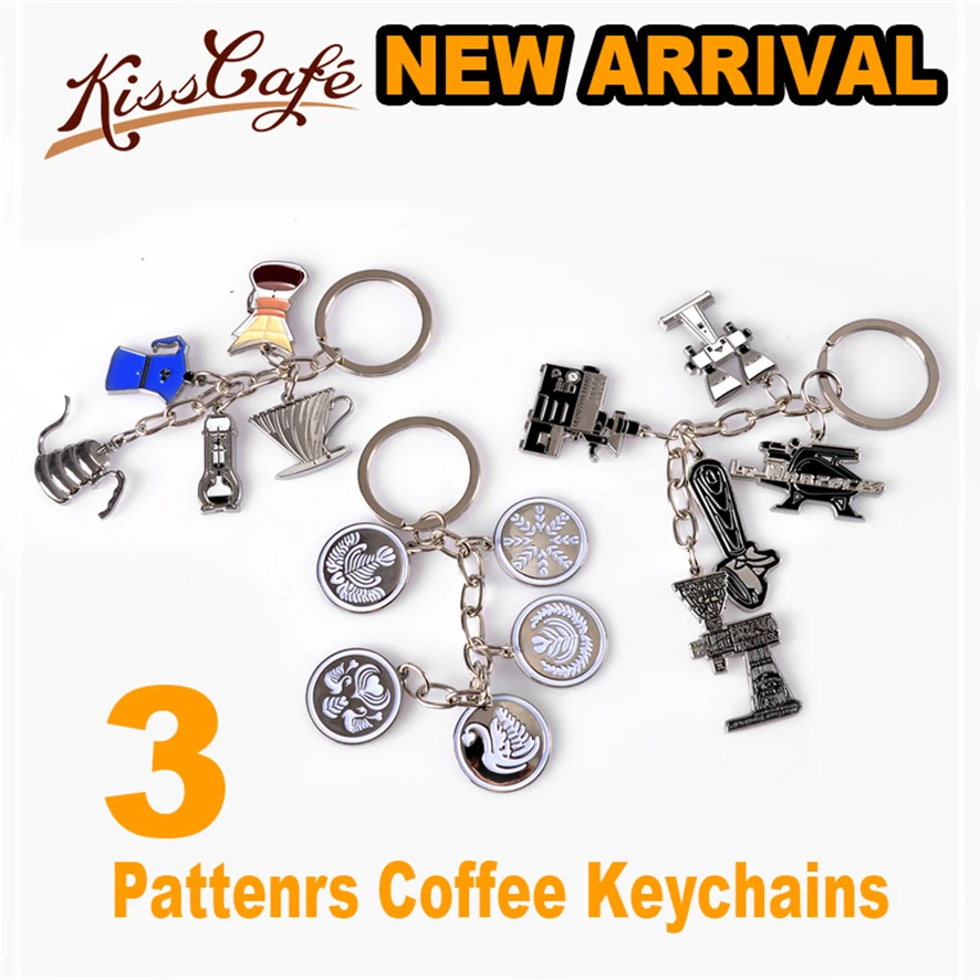 

Espresso Accessories Coffee Keychains Mini Coffee Milk Cup Tamper Grinder Key Chain Cafe Gift Lovers Barista Keyring gift