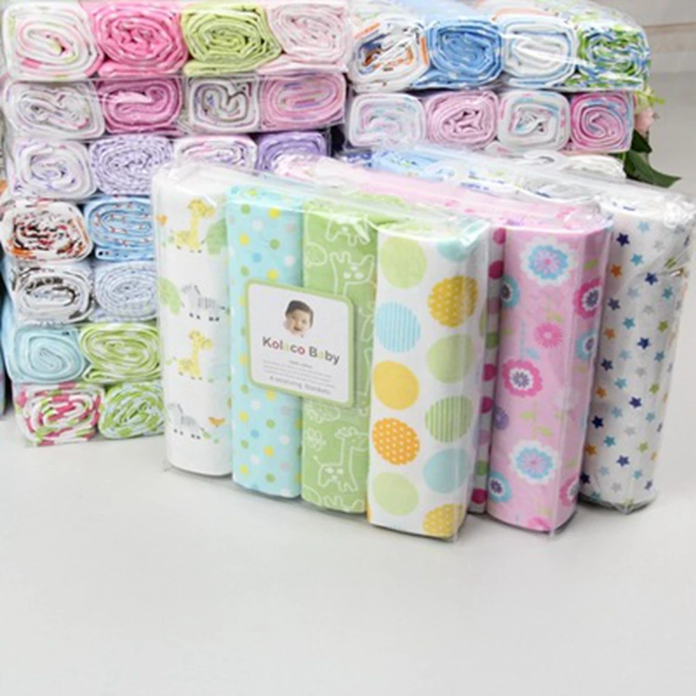 4pcs/lot New 100 cotton flannel blanket & Swaddling newborn colorful