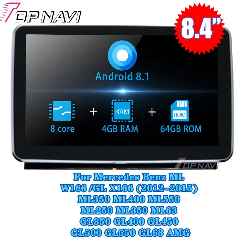 Top 8.4" Android 8.1 Car Radio GPS Navigation For Mercedes Benz ML W166 GL X166 2012-2015 Car Video player With Bluetooth WiFi 1 Din 0