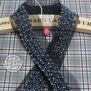 

2Yards Fake Pearl Blue Beaded Lace Trim Embroidered Rhinestones Lace Applique Mesh Fabric Beading Ribbon For Wedding Dress