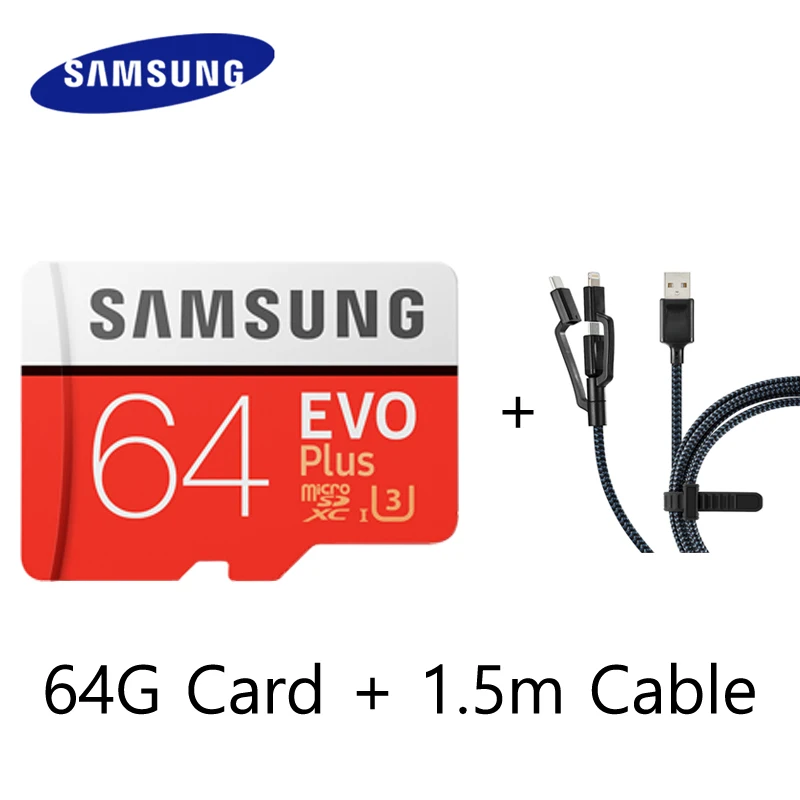 Оригинальная карта памяти SAMSUNG EVO Plus Microsd 64 ГБ 128 Гб 32 micro sd 100 МБ/с./с класс 10 Micro SD TF