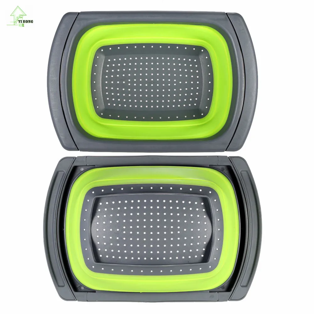 

YI HONG Kitchen Collapsible Silicone Colander Strainer Expands to 24" Over the Sink Basket Cooking Water Drainage A1312c
