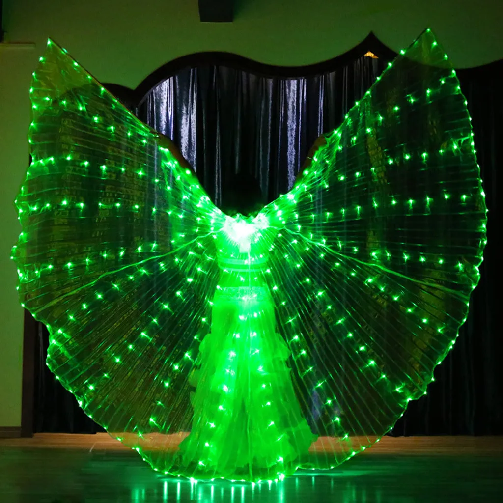 Светодиодный танец живота крылья Ангела Isis крылья бабочки с телескопическими палочками одежда для выступлений танцевальный костюм