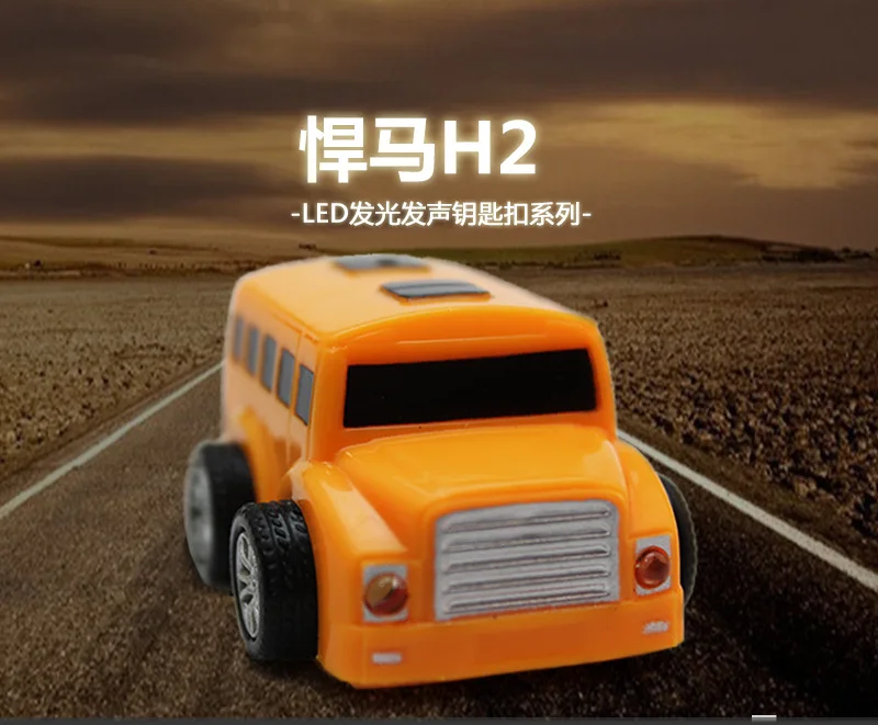 

Cute Hummer Car Model Keychain LED light Dound Car Sedan Key Ring Simulation School Bus Pendant Accessories