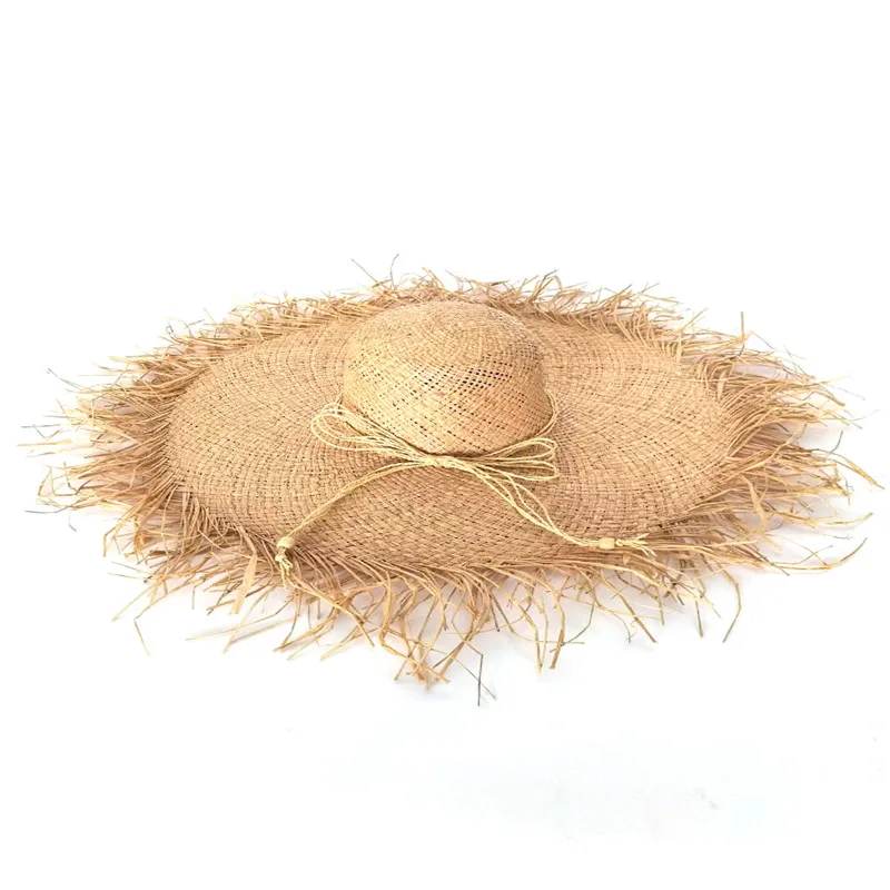 

Khaki straw visor Handmade floppy beach hats Prevent ultraviolet rays wide brim cap summer hat women beach summer hat women