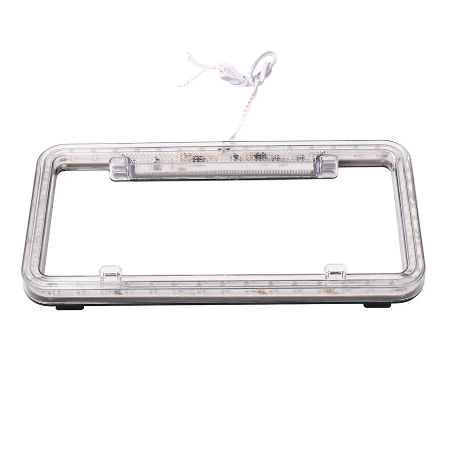 White LED Lighting Acrylic USA/Canada License Plate Frame Tag Cover Holder for Auto Truck Vehicle 12V