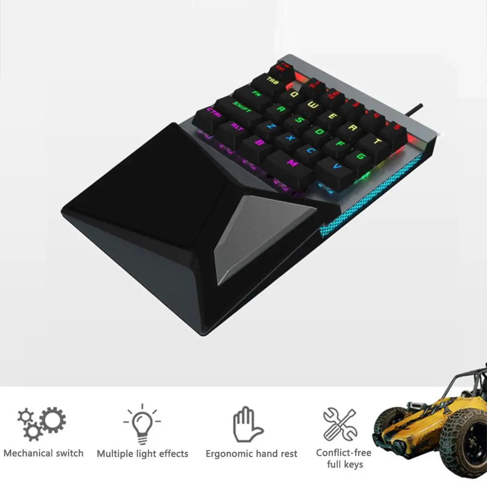 

Metal Panel Tri-Color Backlight Keyboard Green Axis Wired Mechanical Keyboard for PLAYERUNKNOWN'S BATTLEGROUNDS Mobile Games