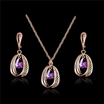 

H:HYDE environmental New Fashion Women's Gold Color 8 Colors necklace earrings jewelry set Gift