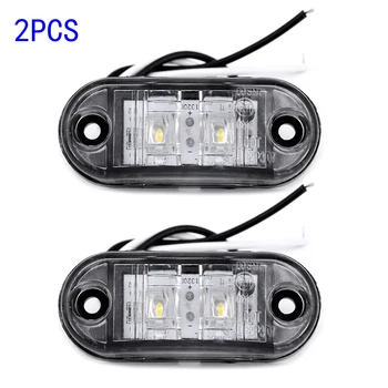 

2x Durable Car Trailer Truck White 12V LED Side Marker Tail Light Lamps Parts