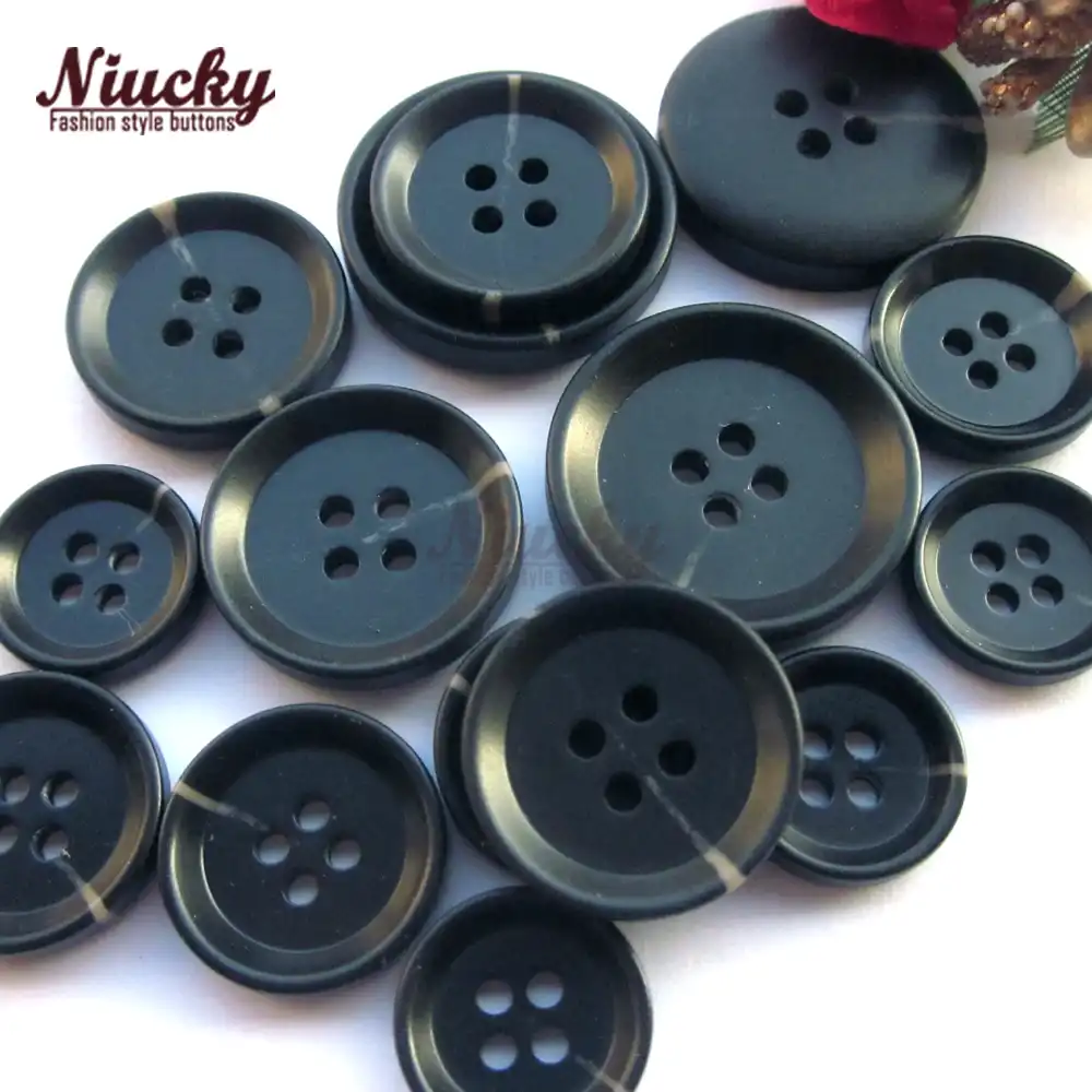10 X 15mm grandes botones de cobre y plástico redondo negro-J4891