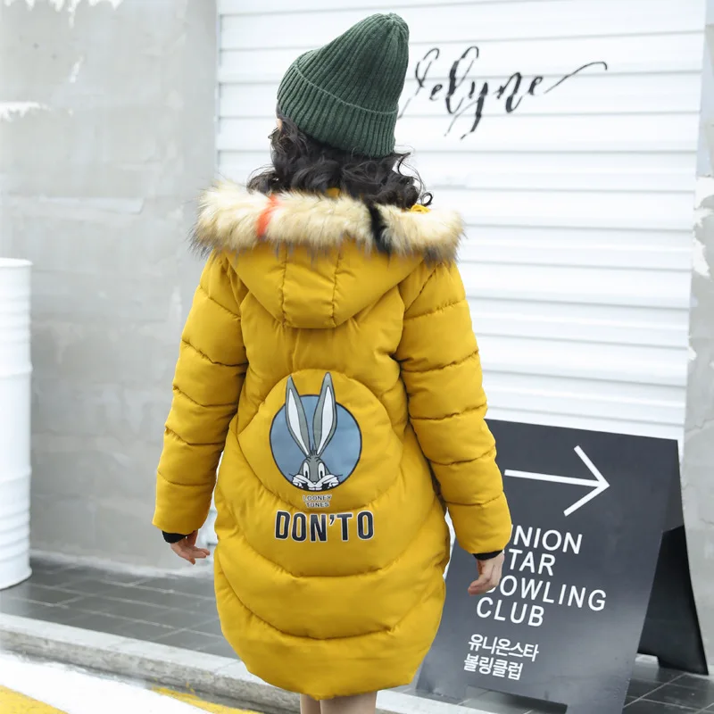 

HYLKIDHUOSE 2018 Winter Girl Coat Female Children Long Jacket Warm Windproof Thicken Kid Parkas Outerwear Cotton-padded Jacket