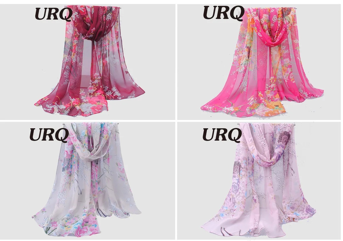 Весенний стиль, длинные шифоновые шелковые шарфы 50*160 см, цветочные стильные шарфы с цветочным принтом, женский шарф Q5A16281