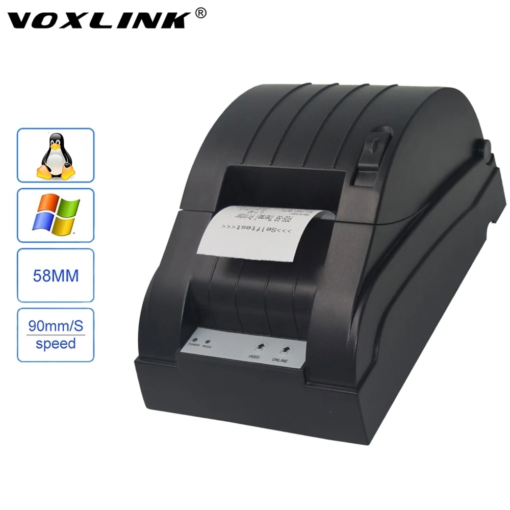 

VOXLINK Portable USB/Ethernet/LPT port 58mm Thermal POS/ESC Receipt Thermal Printer For Windows/Linux/Samsung/ESPON Printer-DHL