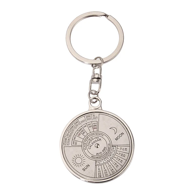 

50 years key chain printperpetual Calendar Keyring Unique Compass Metal KeyChain Gift