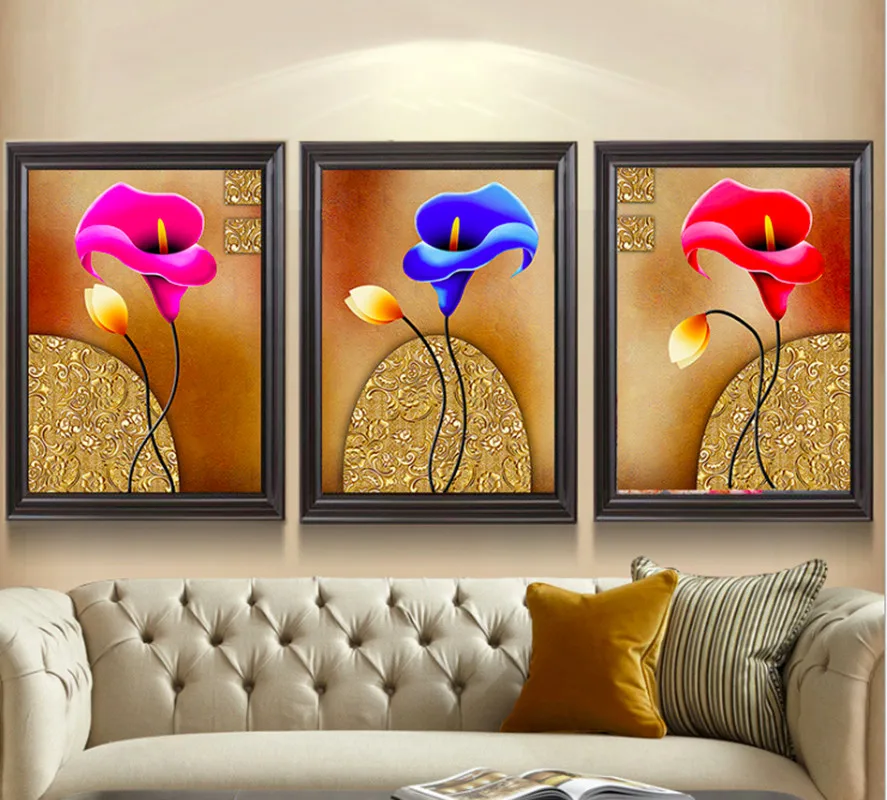 

3pcs/bulk Flower Calla Diamond Painting DIY Diamond Embroidery Home Decro Present Gift Lobby three Combination