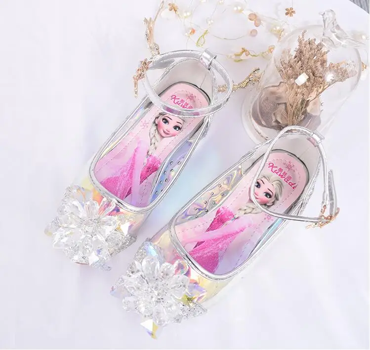 Лето кристалл для девушки обувь мелкая маленькая танцевальная обувь для девочек Анна Эльза вечерние детские туфли принцесса розовые кроссовки