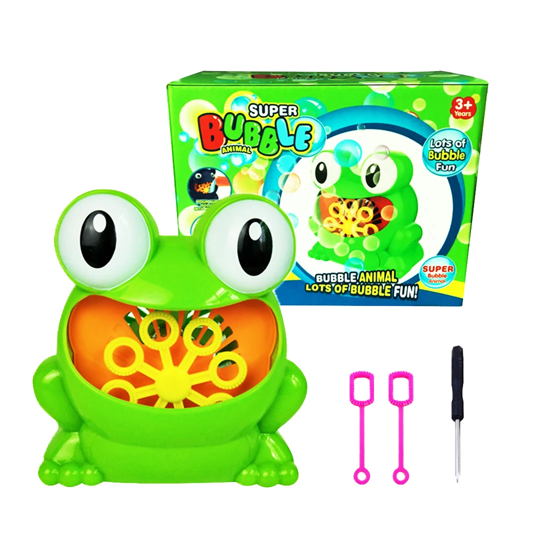 Full-automatic Frog Shape Bubble Machine with Bubble Bar Screwdriver for Children Indoor Outdoor Parties Toys for Kids Children