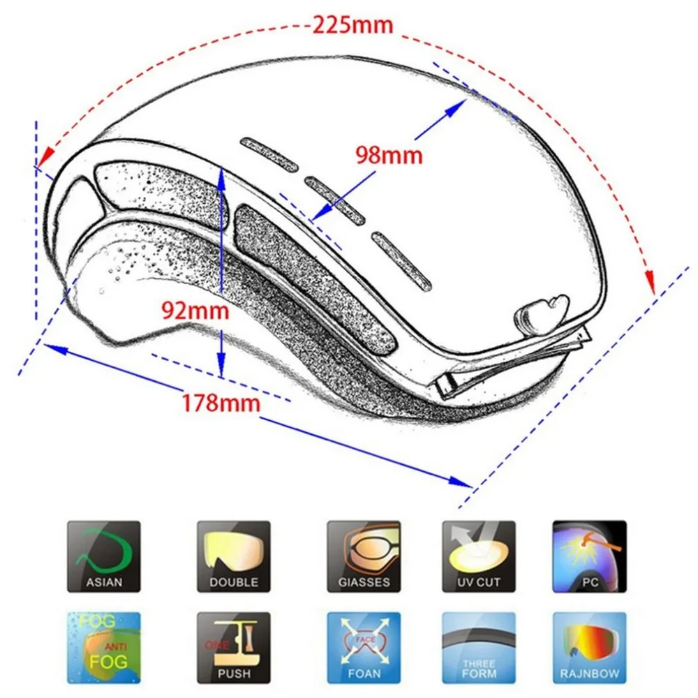 COPOZZ Сферическая поверхность лыжные очки двухслойные UV400 Анти-противотуманная маска очки профессиональные мужские и женские сноубордические очки