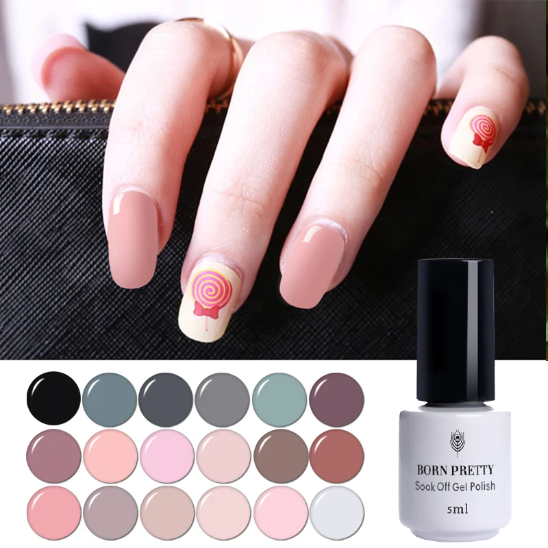 

Born Pretty 5ml Nail Gel Grey Series UV Gel Polish Soak Off Black White Gel Nail Polish with Base Coat Top Coat Nail Art