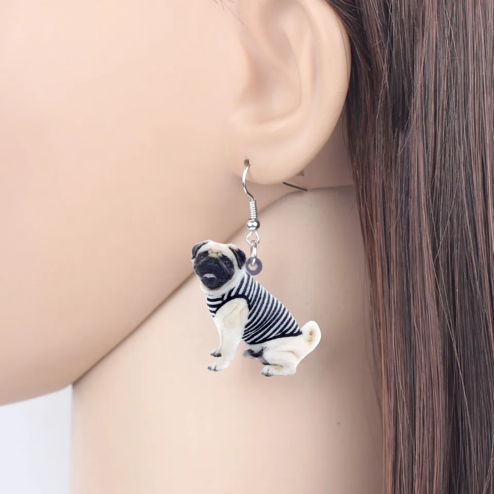 BONSNY Acrylic French Bulldog Pug Dog Earrings - Cute Puppy Dangle Earrings For Women & Girls, Lightweight Gift - View #13