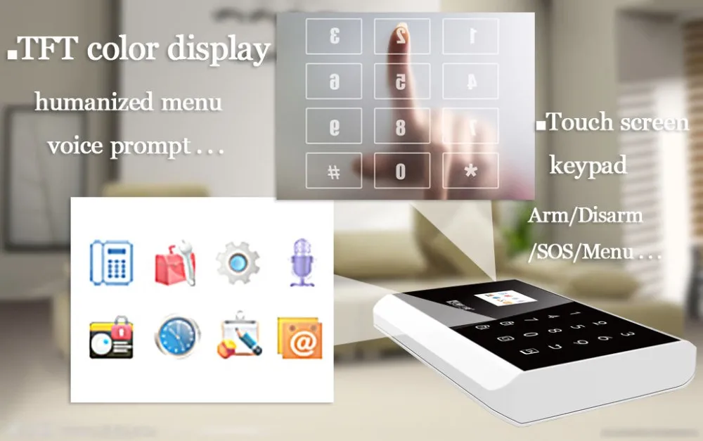 GSM PSTN Двойная сеть домашняя сигнализация система контроля проникновения Сенсорная панель клавиатуры ISO Android приложение управление охранная сигнализация