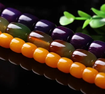 

Natural Peacock Agate Topaz Tub and Sugilite Transfer Beads For Jewelry DIY Bracelet,Fine Gemstone Jewelry Beads Strand 15"