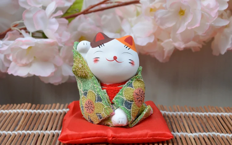 3 шт. фигурки счастливого кота японское кимоно Maneki Neko гипсовые украшения животные котенок миниатюры украшение дома бизнес подарок